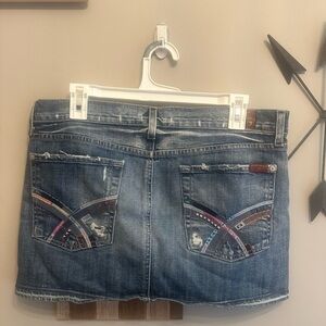 7 For All Mankind Blue Embellished Mini Skirt Casual